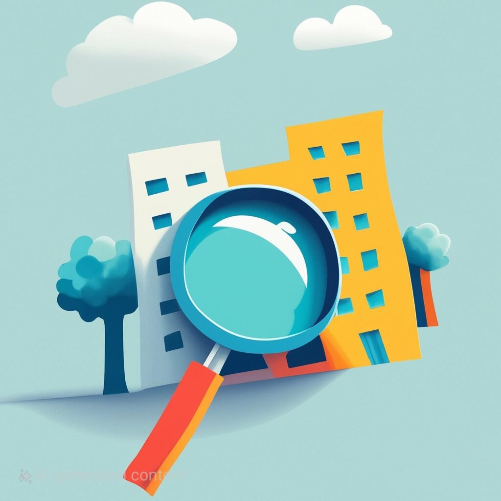 a large magnifying glass that is identifying a group of multifamily apartment buildings for a 1031 exchange.